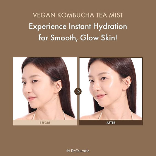 Dr.Ceuracle Vegan Kombucha Tea Mist - Hydrating Face Mist, Portable Milky Spray Serum, Korean Skincare (80 ml / 2.70 fl. oz.)