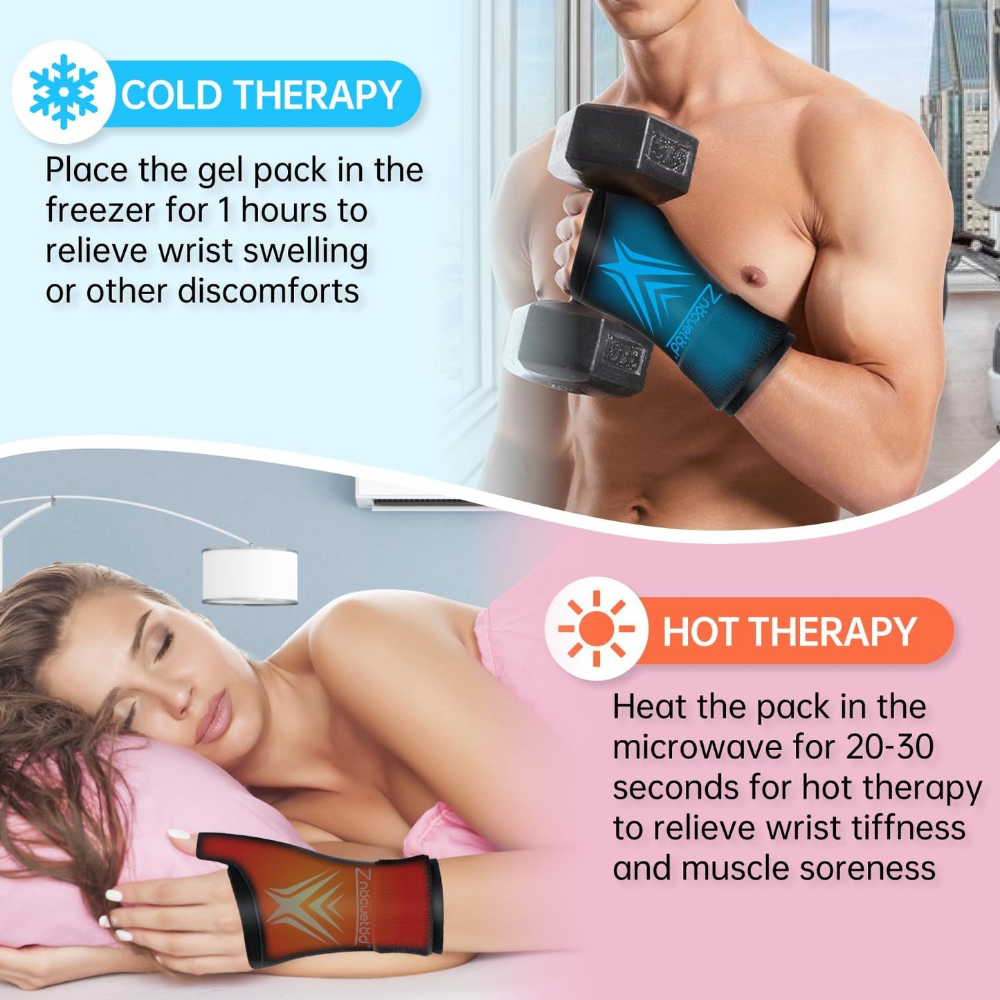 Wrist Ice Pack Wrap for Pain Relief Reusable Wrist Brace Cold Gel Gloves Hand Thumb Ice Packs for Injuries Surgery Recovery Hot Cold Compress Therapy for Carpal Tunnel Tendonitis Swelling Arthritis