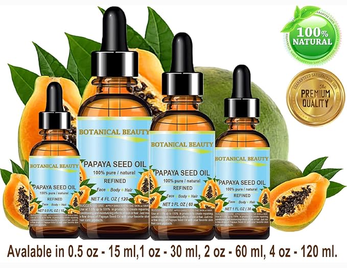 PAPAYA SEED OIL. 100% Pure / Natural / Undiluted /Refined Cold Pressed Carrier Oil. 0.5 Fl.oz.- 15 ml. For Skin, Hair And Lip Care.