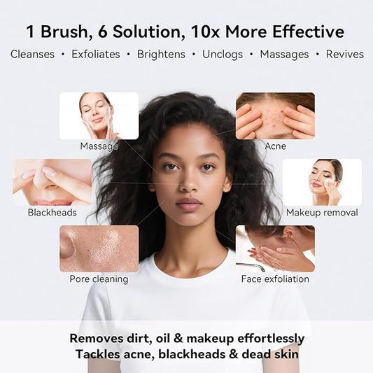 Electric Facial Cleansing Brush - Rechargeable Silicone Face Scrubber exfoliator,Face Pore Cleansing Brush,3 Speeds,Waterproof, Exfoliating & Massage,for Women & Men.for Face Skin Issues,Purple