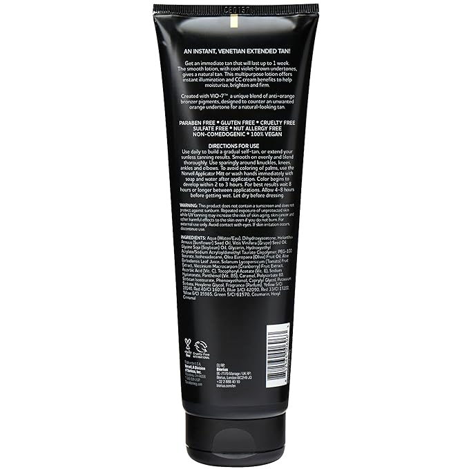 Norvell Venetian Sunless Self Tanner Gradual Color Extender Lotion 8.5 fl oz – Moisturizing Self Tanning Cream with Violet & Brown Tones, Instant Bronzer, Natural Fake Tan
