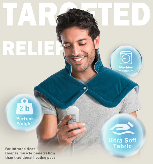 Heating Pad for Neck and Shoulder, 2lb Weighted Neck Heating Pad for Pain Relief, Fathers Day Birthday Christmas Gifts for Dad Men Women Mom, Dad Husband Gifts, 6 Heat Settings Auto-Off Home Office