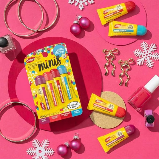 Carmex 4 Mini Tubes Daily Care Moisturizing SPF 15 Soft Lip Balm Limited Edition