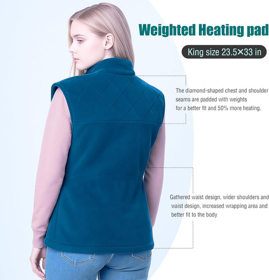 Weighted Heating Pad for Back Pain Relief,Holiday Gifts for Women Men Parents Wife,Heating Pad for Neck and Shoulders and Back,Machine Washable (Tibetan Blue)