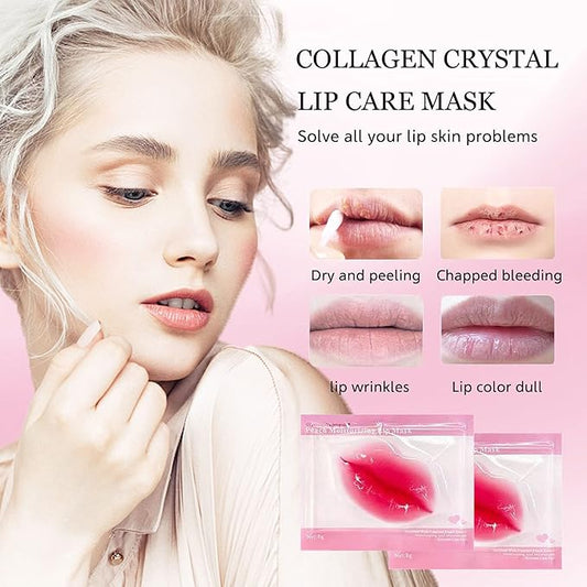 30 pieces of Moisturizing Collagen Crystal Lip Mask - Anti-Ageing & Anti Chapped, Reduce lip Wrinkles, Fade Lip Color, Make Skin Smooth And Firm Collagen Lip Pieces (Rose)