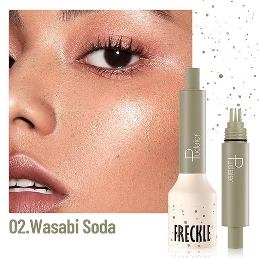 Freckle Stamp,Faux Freckle Stamp,Quick Dry Fake Freckles Pen,Waterproof Long Lasting Natural Vivid Faux Freckles Pen,Get Sun-Kissed Stars Makeup in One Press,5-Dot Design,02.Wasabi Soda.