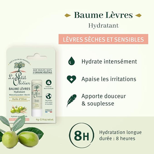 Moisturising Lip Balm Stick - Enriched with Olive Oil - Softens and Smooths Dry Lips - Made with Natural Vegetable Oils - 0.14 oz
