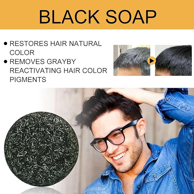 3PCS Hira Darkening Polygonum Shampoo Bar for Gray, Thinning Hair and Hair Growth (he shouwu) - Soap Bar