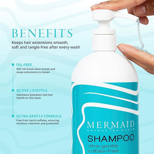 Shampoo & Conditioner Duo with Brush, Gentle, Sulfate and Cruelty-Free Daily Formula for Hair Extensions, 32 fl oz