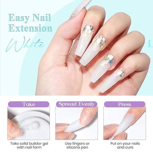 MIZHSE Solid Builder Gel for Nails, 60g White 3D Gel Nail Art Sculpting Non-Sticky Carving Hard Extension Soak Off UV LED for Salon Manicure Home DIY
