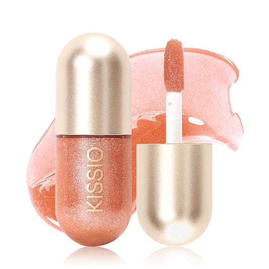 KISSIO Lip Plumper,Color Lip Plumper Gloss,Lip Enhancer,Plant Extracts Plumping Lip Serum,Moisturizing Lip Gloss for Fuller Lips and Hydrated Beauty Lips 5.5ml (03 Lakeside)
