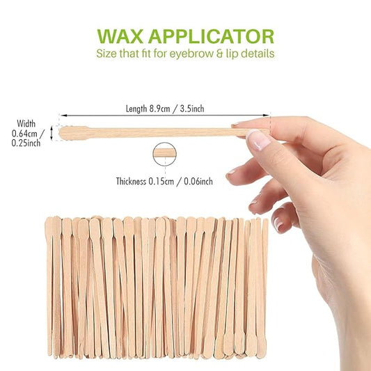Mibly 250 Pcs Wooden Wax Sticks - Eyebrow, Lip, Nose Small Waxing Applicator Sticks for Hair Removal and Smooth Skin - Spa and Home Usage