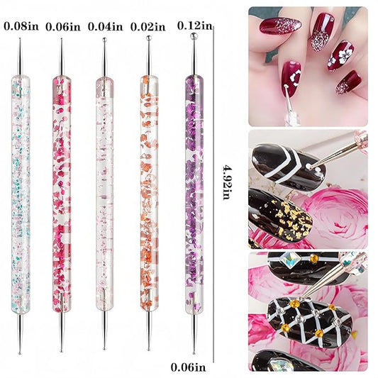 36Pcs Nail Art Brush Set, Acrylic Nail Brushes, Dotting Tools, Liner & Dust Brush, Drawing Pens For Gel Polish, sponge Polishing Rubs, Professional Nail Art Tools For Beginners & Salon Home Use