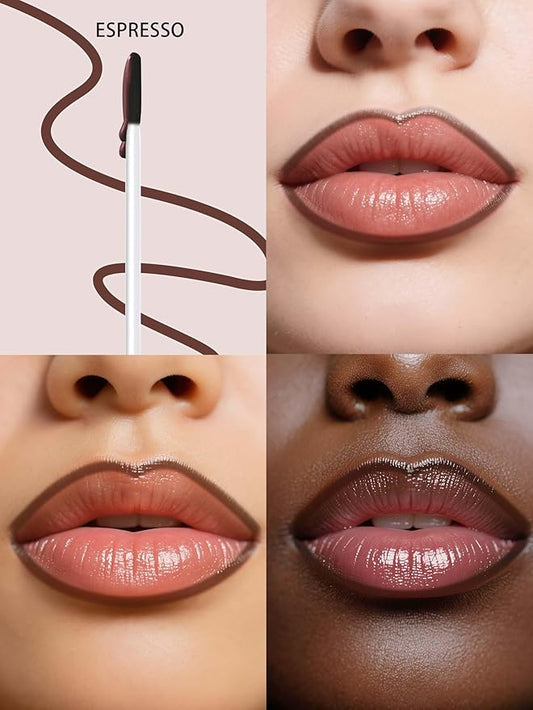 Lip Stain Peel Off Lip Liner Stain with Tweezer, Long Lasting Matte Lip Tint Tattoo, Highly Pigmented Color Lip Makeup, Waterproof Lipstick, Transfer-proof Lipstain for Women, Espresso