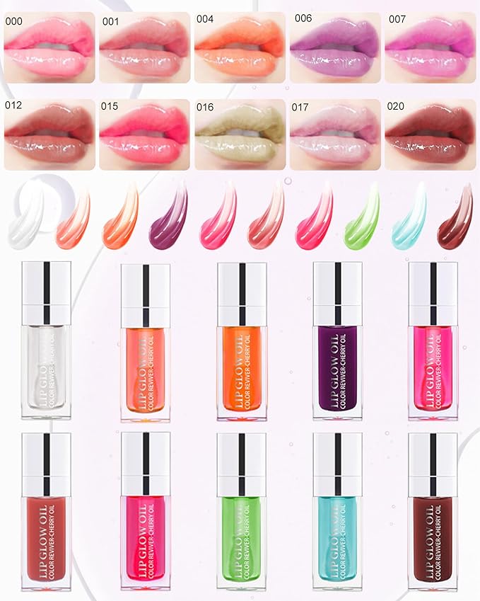 Tinted Moisturizing Lip Glow Oil,Hydrating Plumping Lip Gloss Lip Care Clear Toot Lip Oil for Dry Lip,Glow Reviver Lip Oil,Shine Lip Tint Stain Lip Care Product,Christmas Makeup Gift for Women-#017