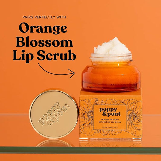 Poppy & Pout Orange Bloom Jumbo Lip Balm | All Natural Lip Balms & Moisturizers | Hydrates with Beeswax, Vitamin E, Organic Coconut Oil | Cruelty-Free | Lip Balm in Recyclable Cardboard Tube