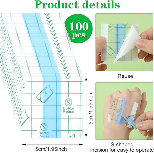 100 Pieces Makeup Hand Palette Single Use Makeup Mixing Palette Professional Makeup Artist Must Haves Disposable Transparent Waterproof Cosmetic Tray Adhesive Tape for Women and Girls