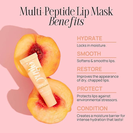 YUGLO Lip Sleeping Mask with Multi-Peptides | Peach Flavor | Hydrating & Plumping Lip Treatment for
Dry, Chapped Lips | Nourishes & Moisturizes | Overnight Lip Repair