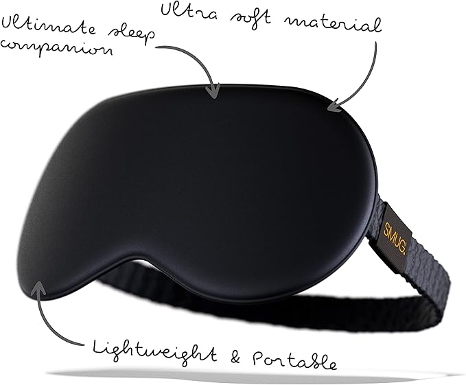 SMUG Satin Sleep Mask & Eye Mask | Travel Sleep Masks for Women & Men | Soft Sleeping Eye Mask to Nourish Skin & Reduce Dark Circles | Eye Sleep Mask Shades to Block Out Light | Black
