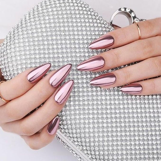 6 Colors Solid Chrome Nail Glitter Powder Set Metallic Mirror Chrome Powder for Nails, Gold Rose Gold Champagne Mutil Colors Palette Nail Pigment Powder Manicure Nail Art Decorations