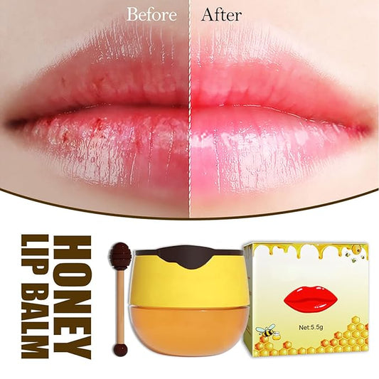 2pcs Honey Lip Balm, Lip Hydrating Prevention Dry and Cracked Lip Scrubs Exfoliator, Day and Night Repair Lip Sleeping Masks Honey Lip Balm