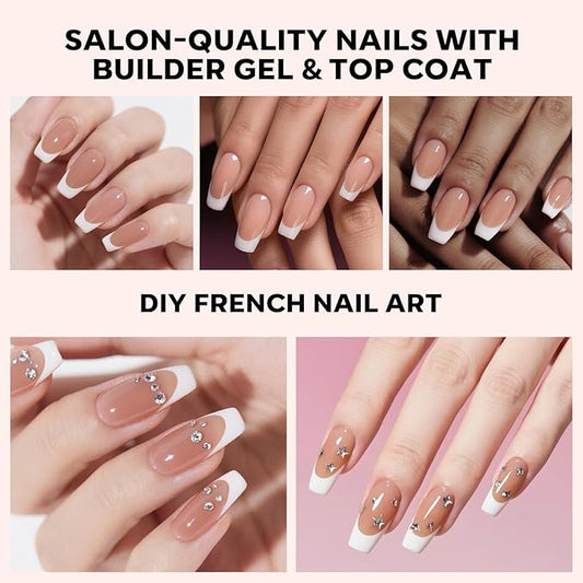 modelones French Tip Press on Nails, 150Pcs Long Square Fake Nails with Nail Box, Deep Nude Gel Nail Tips for Women, Soft Glue-On Nails for Natural Salon Look, DIY Nail Art Kit (15 Sizes)