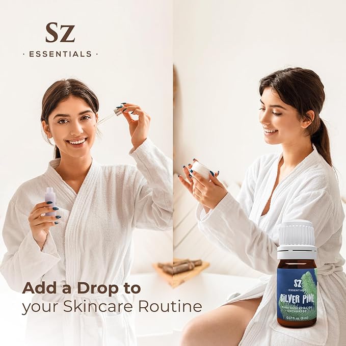 Silver Pine Essential Oil - 100% Pure & Undiluted- Extracted from Pinus Sylvestris - Clean & Fresh Scent with Woody Overtones - Therapeutic Grade & Vegan - 0.17oz (5ml)