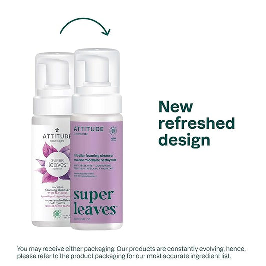 ATTITUDE Micellar Foaming Facial Cleanser, EWG Verified, Dermatologically Tested, Plant and Mineral-Based, Vegan, Coconut & Wildberries, 5 Fl Oz (Pack of 6)