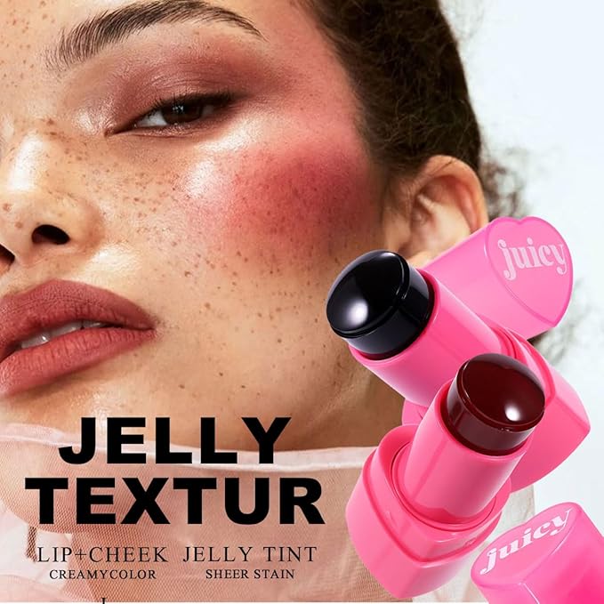 Cooling Water Jelly Tint Stick,Multi-Use Juicy Love Blush, 3-In-1cheek Blush & Eyeshadow & Lip Tinted Long-Lasting Moisture Stick,Bouncy Jelly Texture,Creates A Moist Watercolor Effect (#04, 0.32oz)