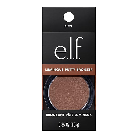 e.l.f. Luminous Putty Bronzer, Lightweight Putty-to-Powder Bronzer For A Radiant, Glowing Finish, Highly Pigmented, Vegan & Cruelty-Free, Get Glowing