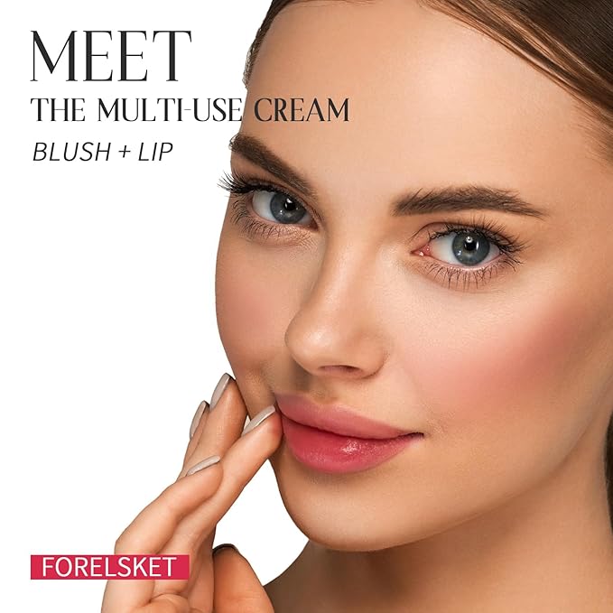 Blush Stick, Cream Blush for Cheeks and Lip Tint, Dewy Finish, Buildable & Blendable Color, Lightweight & Long-Lasting Formula | Forelsket-Cool Pink & Angled Blush Brush(0.53fl.oz)