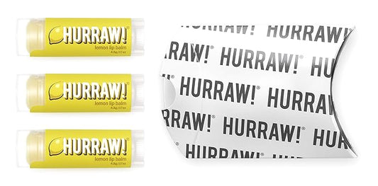 Hurraw! Lemon Lip Balm, 3 Pack: Organic, Certified Vegan, Cruelty and Gluten Free. Non-GMO, 100% Natural Ingredients. Bee, Shea, Soy and Palm Free. Made in USA
