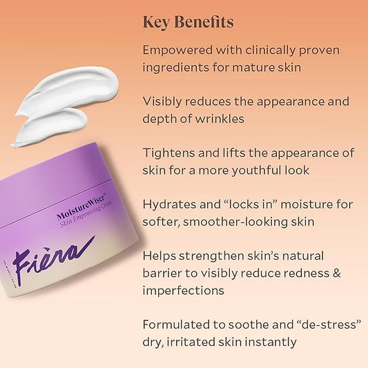 FIÈRA MoistureWiser – Advanced Anti-Aging Moisturizer for Mature Skin, Tightens, Hydrates & Reduces Fine Lines & Wrinkles for a Youthful Look – 1.69 FL. OZ. / 50 ML