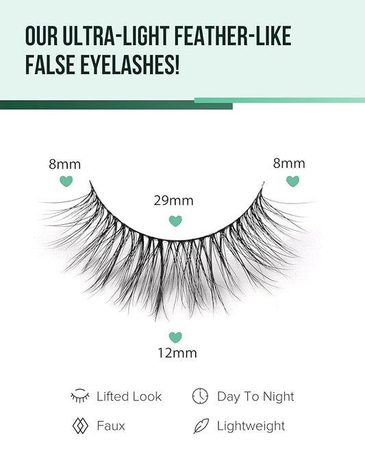 Natural Lashes Wispy False Eyelashes Natural Fake Lashes Fluffy Mink Lashes Short Strip Lashes Pack 7 Pairs
