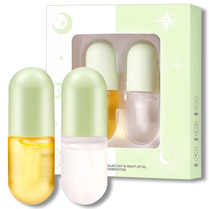 Lip Plumper Set,Lip Plumper Oil Gloss Moisturizing Lip Plumper Lip Care Serum,Hydrating Plump Gloss Reduce Fine Lines,Lip Plumper for Day & Night Use Set A(2Pcs)