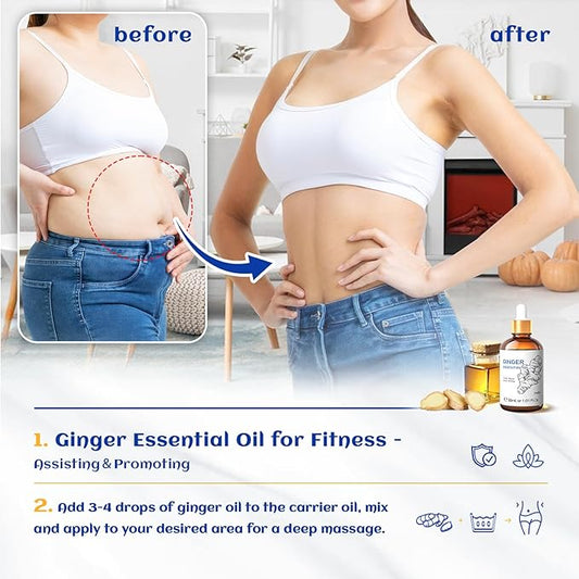 HIQILI 1 Fl Oz Ginger Oil, 100% Pure Natural Ginger Essential Oil for Hair, Massage, Skin - 30ml