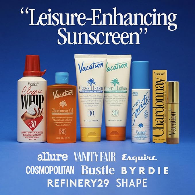 Vacation Chardonnay Lip Oil SPF 30, Sunscreen for Lips, Hydrating Lip Oil, Caramel Vanilla Flavored Lip Gloss, Clear Plumper, Non-Sticky Lip Balm with SPF 30, Vegan, 0.2 Fl. Oz.