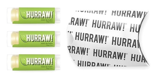 Hurraw! Mint Lip Balm, 3 Pack: Organic, Certified Vegan, Cruelty and Gluten Free. Non-GMO, 100% Natural Ingredients. Bee, Shea, Soy and Palm Free. Made in USA