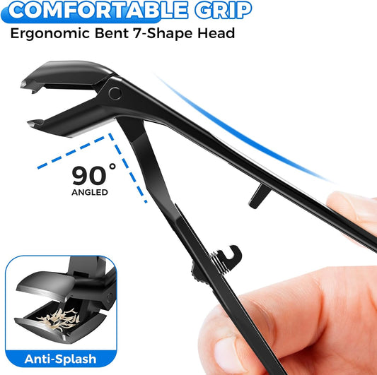 2025 Toenail Clippers for Thick Toenails for Seniors, Large Angled Toe Nail Clippers for Thick Nails for Men, Heavy Duty Professional Ingrown Toenail Clippers Long Handle Nail Clippers with Catcher