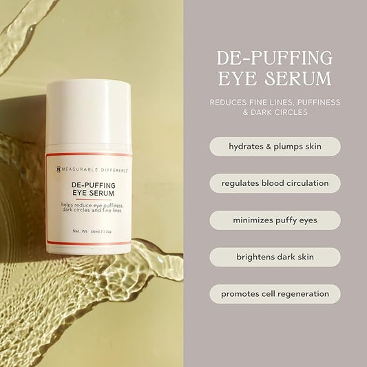 Measurable Difference De-puffing Eye Serum - Hydrating & Illuminating Treatment for Dark Circles, Puffiness, and Wrinkles