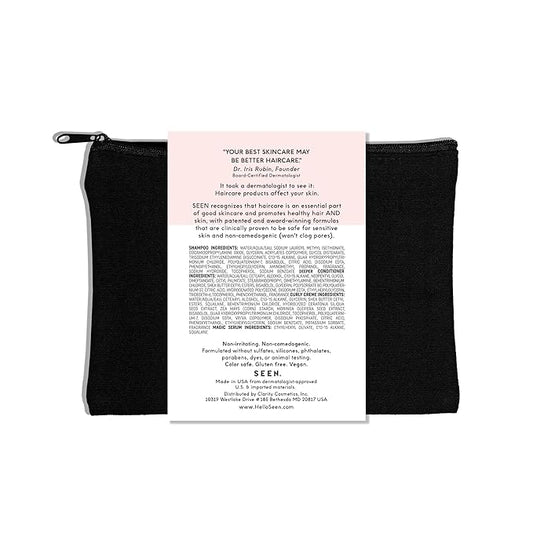 SEEN Curly On The Go Kit -Scented - Non-Comedogenic & Safe for Sensitive Skin - Sulfate-Free, Curl-Defining Styling Hair Bundle - Anti Frizz - Heat Protectant