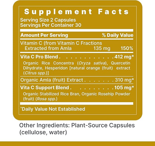 Premier Research Labs Vitamin C Supplement - Natural Vitamin C, Whole Food Vitamin C, Essential C Complex, Pure with Bioflavonoids & Organic Ingredients - 60 Vegetarian Capsules