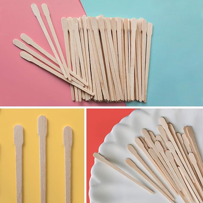 Mibly 250 Pcs Wooden Wax Sticks - Eyebrow, Lip, Nose Small Waxing Applicator Sticks for Hair Removal and Smooth Skin - Spa and Home Usage