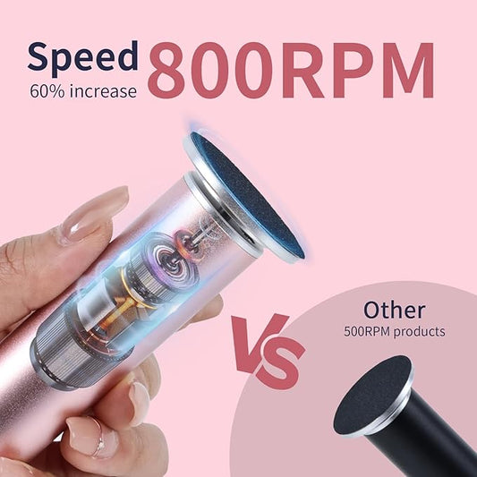 4.8IN Longer Electric Foot Callus Remover with 120pcs Sandpaper Discs, Professional Aluminum Callus Remover for Feet, Stepless Speed Control Pedicure Tools for Dead Skin (Black-pro)