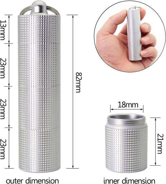 PPFISH Portable Daily Pill Case, 3 Compartments Anti-Skid Aluminum Alloy Waterproof Pill Box Dispenser, Small Pocket Pill Container, Keychain Pill Fob, Travel Pill Holder for Men Women