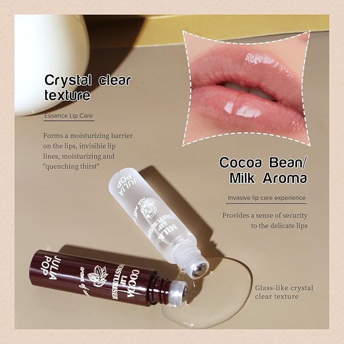 Lip Oil, Lip Balm Set Lasting Moisturizing and Care of your Lips, Lip Sleeping Mask Cracked Dry Lips Moisturize, Coco for Day and Milk for Night(Pack of 2)
