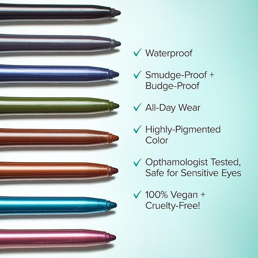 Thrive Causemetics Infinity Waterproof Eyeliner Pencil, Built In Sharpener & Smudge Tip, Long Lasting, Smudge Proof, Hyaluronic Acid & Shea Butter, Vegan & Cruelty Free, Jade (Teal Shimmer)
