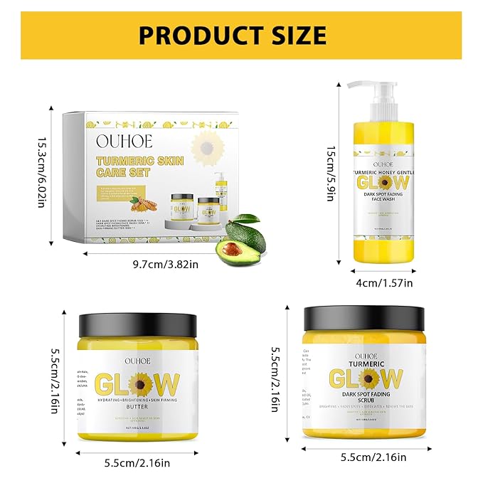 Glow Combo Skincare Set,3 In 1 Turmeric Combo Skincare Set,Turmeric Glow Butter, Skincare Gift Set For All Skin Type (1 Set)