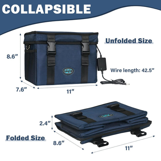 UVC Sanitizer Ozone Box with Timer, Foldable Large Cleaner UV Bag w/strap and USB Port, Portable UVC Light Tote 185nm wavelength for Mask, Cell Phone, Key, Towel 12L/3.17 gal