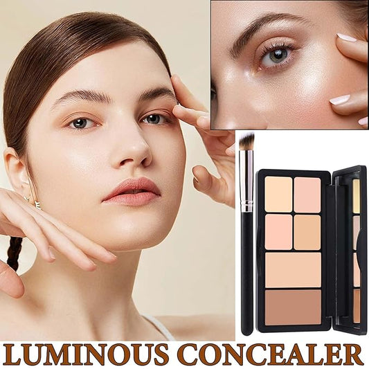 6 Colors Correcting Concealer Contour Palette,Concealer Cream Contour Makeup Palette,Contouring Foundation Highlighting Makeup Kit with Brush(02#)